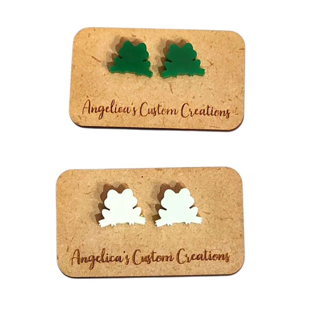 Croaking Cuties Studs - Green & White